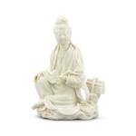 A Dehua figure of Guanyin Qing dynasty, 18th - early 19th century | 清十八至十九世紀初 德化白瓷觀音坐像 《何朝宗》仿款