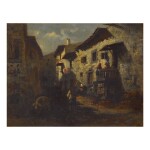  ATTRIBUTED TO ALEXANDRE-GABRIEL DECAMPS | A VILLAGE STREET