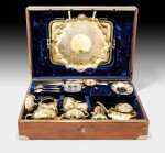 A silver-gilt and porcelain travel set, London, 1837, and Turin, circa 1830-1840 | Nécessaire de voyage en vermeil et porcelaine, Londres, 1837 et Turin, vers 1830-1840