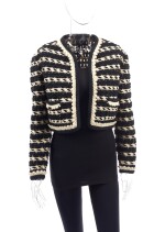  BLACK AND WHITE KNITTED JACKET, CHANEL