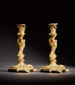 A pair of Louis XV gilt-bronze candlesticks, in the manner of Juste-Aurèle Meissonnier, circa 1740