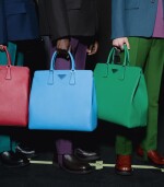 PRADA |  TWO  SAFFIANO LEATHER GALLERIA TOTE BAGS IN BLUE AND IN GREEN UNIQUE COLORS NOT IN THE STORES