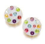 MICHELE DELLA VALLE | PAIR OF GEM SET AND DIAMOND EAR CLIPS