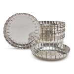 A SET OF SIX GEORGE V SILVER STRAWBERRY DISHES, CRICHTON BROTHERS, LONDON, 1930