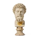 An Italian Carved White Marble Bust of Marcus Aurelius, 17th/18th Century