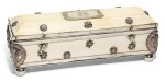 A SILVER-MOUNTED IVORY SCRIBE'S PEN-BOX WITH THE CREST OF H.R.H. THE PRINCE OF WALES, INDIA, CIRCA 1875
