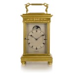 LOUIS BERTHOUD | A GILT-BRASS GIANT GRANDE SONNERIE REPEATING CARRIAGE CLOCK WITH CHRONOMETER ESCAPEMENT, PARIS, CIRCA 1860