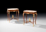 A pair of Louis XV style gilt-bronze mounted and kingwood gueridons 