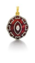 A Fabergé gold, enamel and diamond locket, Moscow, 1899-1908