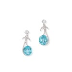 Pair of paraïba tourmaline and diamond earrings, 'Swalow' | Boodles | 「Swalow」帕拉伊巴碧璽配鑽石耳環一對