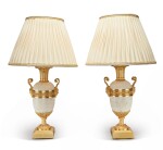 A Pair of Louis XVI Style Gilt Bronze-Mounted White Marble Vases, Now Fitted as Lamps, 19th Century