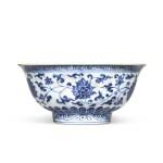 A blue and white 'floral' bowl, Mark and period of Xuande |  明宣德 青花纏枝花卉紋盌 《大明宣德年製》款
