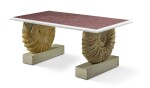 An Italian white marble banded porphyry table top, Rome, modern