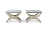 A PAIR OF EMPIRE WHITE-PAINTED X-FRAME TABOURETS, 19TH CENTURY