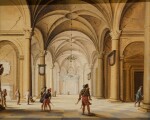 JAN VAN DER VUCHT | The interior of a cathedral with soldiers in the foreground