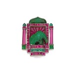 Emerald and synthetic ruby brooch, 1930s