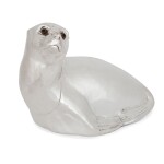 A SILVER-PLATED WINE COOLER IN THE FORM OF A SEA LION, UNMARKED, 20TH CENTURY