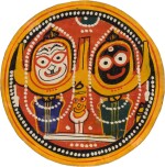 A Jagannatha trinity circular pilgrimage souvenir painting, India, Orissa, Puri, late 19th century
