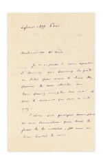 REDON, Odilon. Lettre autographe signée à Geneviève Mallarmé, 1899, sur le projet d'illustration des Poésies