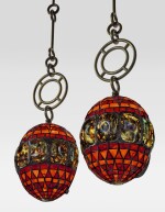 TIFFANY STUDIOS | A RARE AND EARLY PAIR OF "TURTLE-BACK" LANTERNS