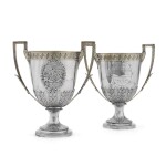 A large pair of Victorian parcel-gilt silver fox hunting presentation cups, Charles Frederick Hancock for Hancocks' & Co., London, 1869