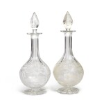 Two similar Bohemian cut and engraved decanters and stoppers, 20th century