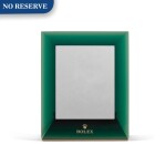 GREEN PERSPEX RECTANGULAR MIRROR WITH HINGED STAND