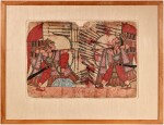 A 'Paithan' painting of a battle scene, India, Karnataka or Andhra Pradesh, mid to late 19th century
