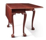 VERY FINE AND RARE CHIPPENDALE CARVED MAHOGANY DROP-LEAF TABLE, SALEM, MASSACHUSETTS, CIRCA 1770