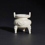 A white-glazed tripod censer, Jin - Yuan dynasty 金至元 白釉三足爐