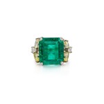 Emerald, Colored Diamond and Diamond Ring