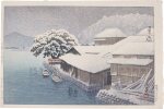 Kawase Hasui (1883-1957) | Evening Snow at Ishinomaki (Ishinomaki no bosetsu) | Showa period, 20th century