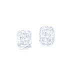 A FINE PAIR OF UNMOUNTED DIAMONDS  10.34及10.01卡拉 古墊形 足色全美 鑽石一對