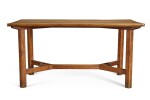  A COTSWOLD SCHOOL 'HAYRAKE' OAK DINING TABLE, CIRCA 1930, AFTER A DESIGN BY GORDON RUSSELL