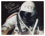 [Voshkod-2] — The First Spacewalk. Color photograph, signed and inscribed by Alexei Leonov