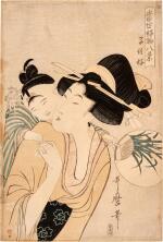 Kitagawa Utamaro (1754-1806) | A beauty playing with a child on her back | Edo period, 19th century