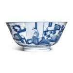 A blue and white 'Romance of the Western Chamber' bowl, Mark and period of Kangxi | 清康熙 青花西廂記故事圖盌 《大清康熙年製》款