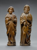 Northern German, probably Lübeck, or Lower Rhine, circa 1490-1500 | Pair of reliefs of Apostles, including Saint John the Evangelist