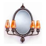 A Rare Jeweled Wall Mirror with Four-Light Candelabrum