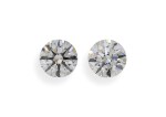 A Pair of 2.03 and 2.02 Carat Round Diamonds, I Color, SI1 and VS2 Clarity