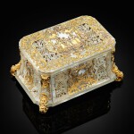 A mother of pearl casket with gold appliqué, mounts and piqué point ornament, probably Italian, circa 1730