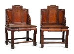 A PAIR OF 'HONGMU' AND BURLWOOD CHAIRS, LATE 19TH / EARLY 20TH CENTURY