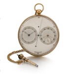 BREGUET | AN IMPORTANT AND LARGE EXPERIMENTAL GOLD PRECISION WATCH OF ROYAL PROVENANCE CONSTRUCTED ON THE PRINCIPLES OF RESONANCE WITH TWO DIALS AND TWO MOVEMENTS EACH WITH LEVER ESCAPEMENTS AND SECONDS INDICATIONS  NO. 2788 'MONTRE À DEUX MOUVEMENTS' PRODUCTION BEGUN IN 1812, SOLD TO THE PRINCE REGENT ON 2 OCTOBER 1818 FOR £350