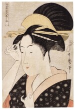 KITAGAWA UTAMARO (1754-1806)    A LADY WITH A HAIRPIN  | EDO PERIOD, 18TH CENTURY