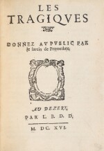 Les Tragiques. "Au Dezert", 1616. Édition originale. Exemplaire Louis Barthou. Maroquin deTrautz-Bauzonnet