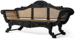 A FINE ANGLO-INDIAN CANED EBONY SETTEE, SRI LANKA, PROBABLY GALLE DISTRICT, MID-19TH CENTURY