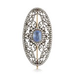 Sapphire and diamond brooch, early 20th century 