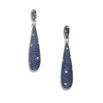 Pair of Sapphire and Diamond 'Gocce' Pendant-Earclips