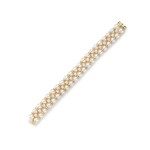 Gold, Cultured Pearl and Diamond Bracelet, France