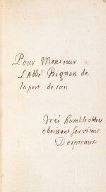 Oeuvres diverses. Paris 1694. 2 vol. in-8. Envoi de Boileau à l'abbé Bignon